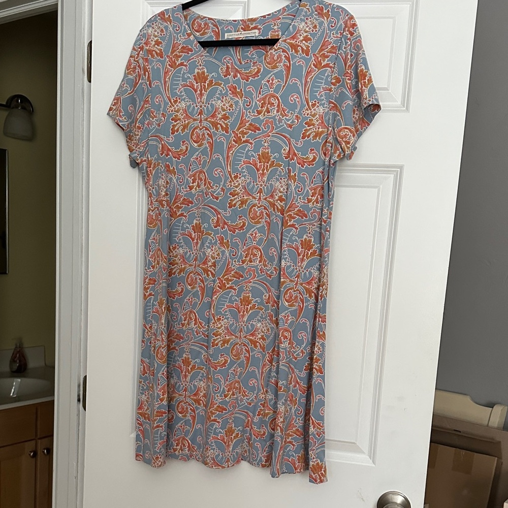 Peruvian Connection Blue and Orange Mini Dress